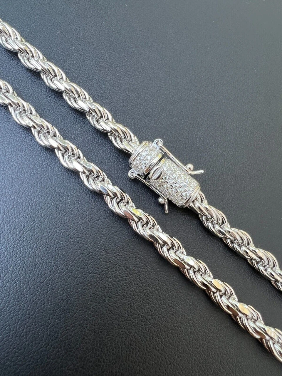 Real 6mm Rope Chain Necklace Bracelet Solid 925 Silver Iced 1ct MOISSANITE Clasp 13 Real 6mm Rope Chain Necklace Bracelet Solid 925 Silver Iced 1ct MOISSANITE Clasp - Image 11