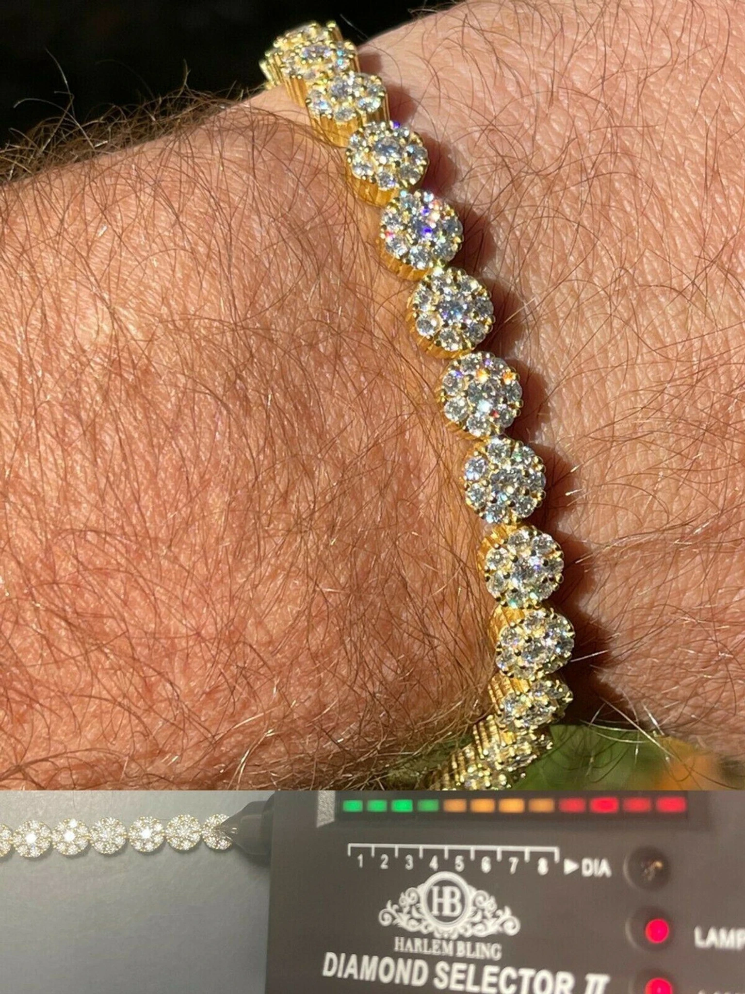 Real 9.5CT MOISSANITE 14k Gold Vermeil Iced Flooded Out Cluster Tennis Bracelet 3 Real 9.5CT MOISSANITE 14k Gold Vermeil Iced Flooded Out Cluster Tennis Bracelet