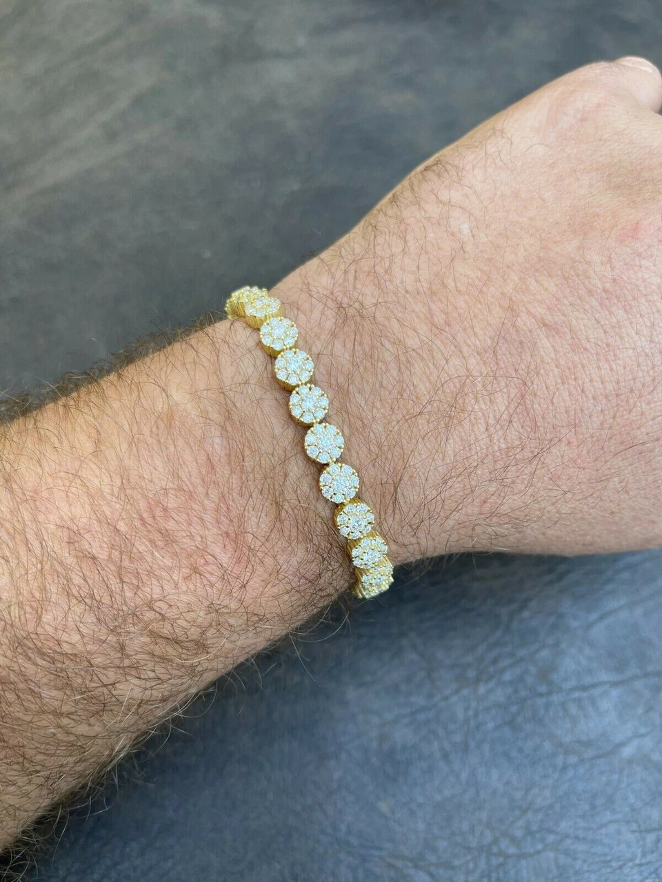 Real 9.5CT MOISSANITE 14k Gold Vermeil Iced Flooded Out Cluster Tennis Bracelet 14 Real 9.5CT MOISSANITE 14k Gold Vermeil Iced Flooded Out Cluster Tennis Bracelet - Image 12