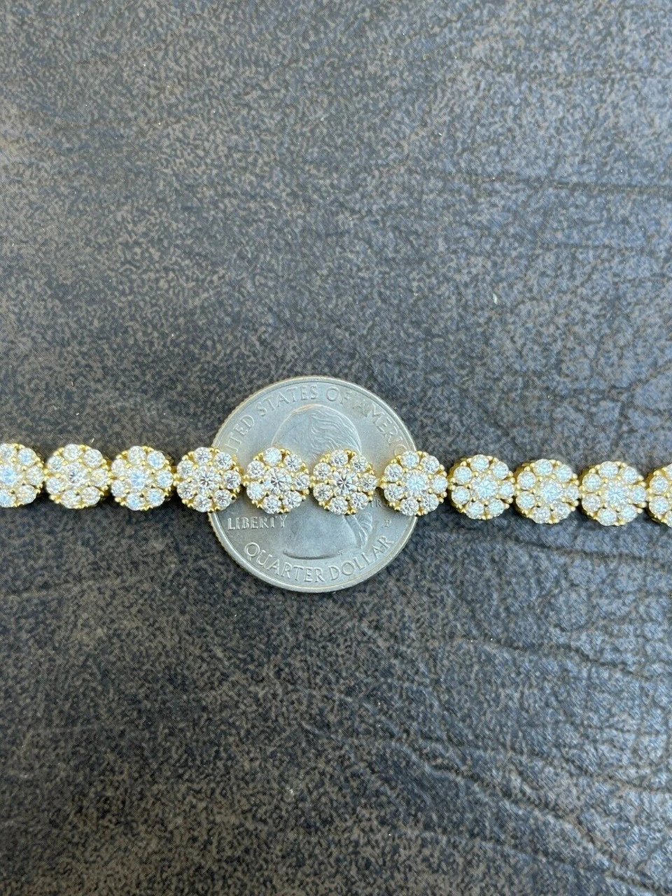 Real 9.5CT MOISSANITE 14k Gold Vermeil Iced Flooded Out Cluster Tennis Bracelet 12 Real 9.5CT MOISSANITE 14k Gold Vermeil Iced Flooded Out Cluster Tennis Bracelet - Image 10