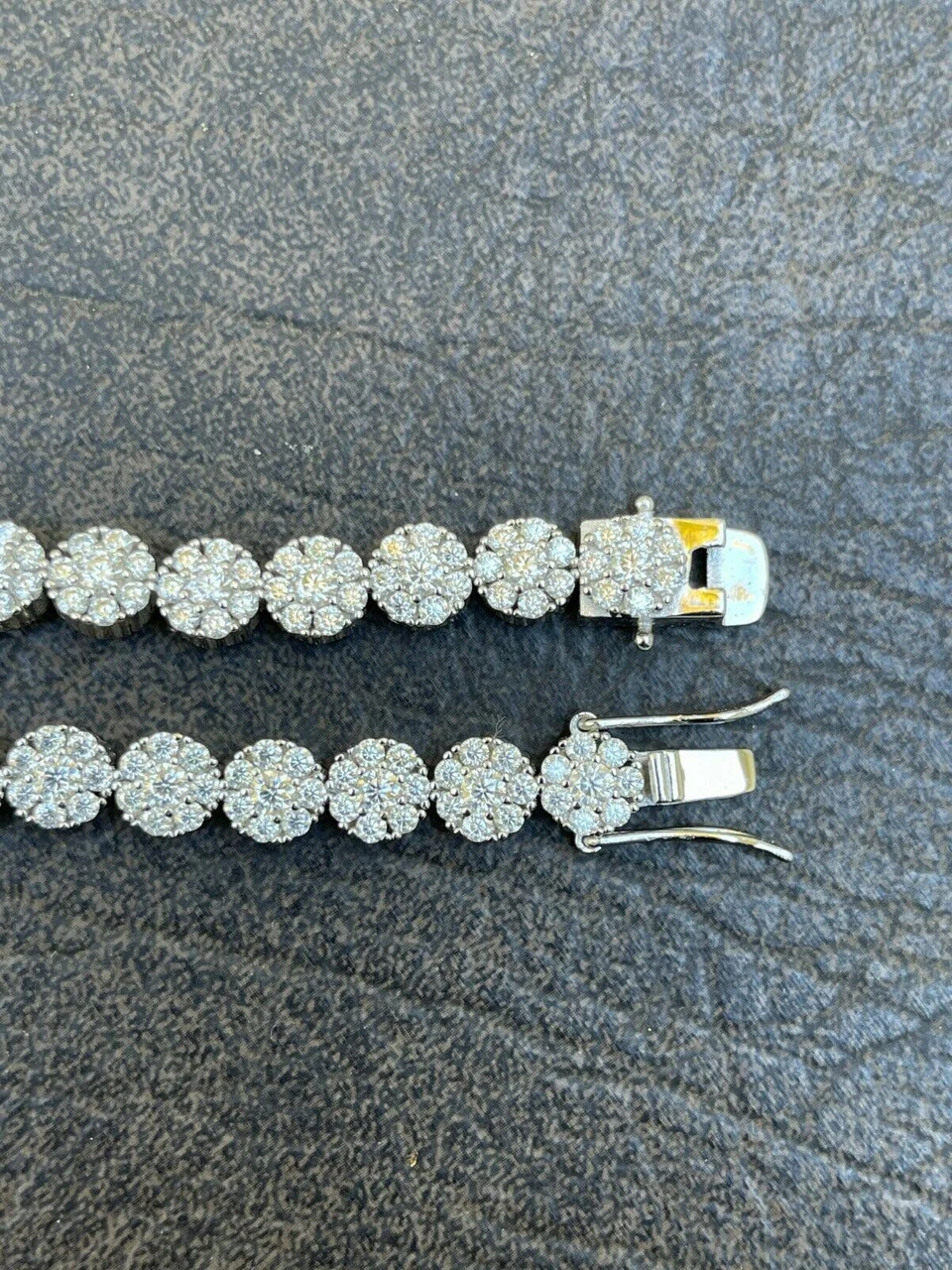 Real 9.5CT MOISSANITE 925 Silver Mens Iced Flooded Out Cluster Tennis Bracelet 8 Real 9.5CT MOISSANITE 925 Silver Mens Iced Flooded Out Cluster Tennis Bracelet - Image 6