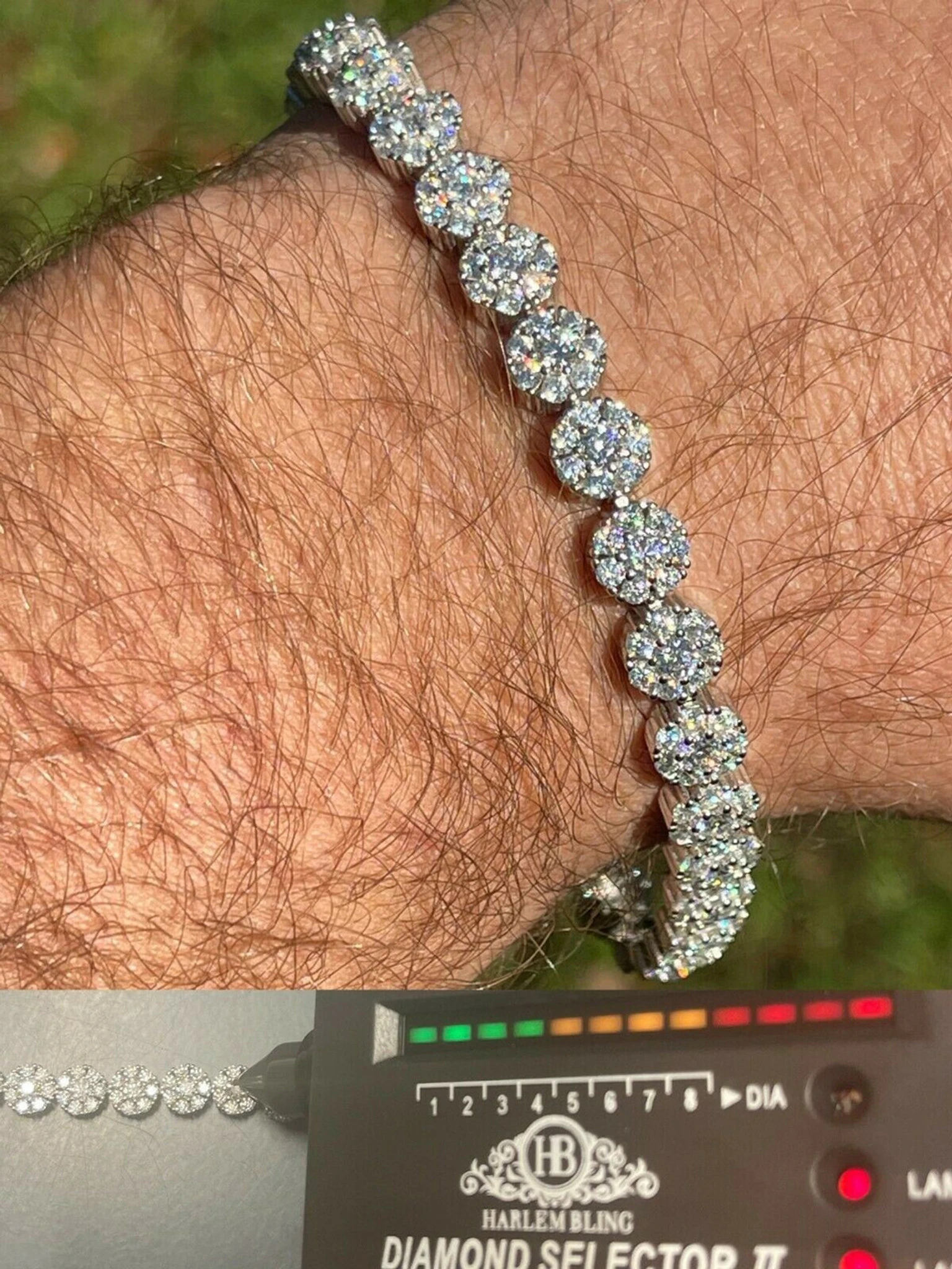 Real 9.5CT MOISSANITE 925 Silver Mens Iced Flooded Out Cluster Tennis Bracelet 3 Real 9.5CT MOISSANITE 925 Silver Mens Iced Flooded Out Cluster Tennis Bracelet