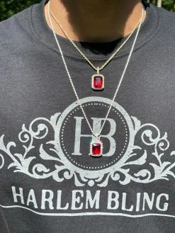 Real 925 Silver / 14k Gold Mens Ruby Necklace Iced Out -Harlem Bling Shop harlembling real 925 silver 14k gold mens ruby necklace iced out 99010.1664390832