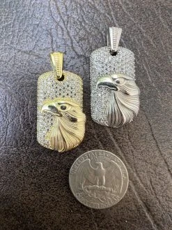 Real 925 Silver / 14k Gold Plated American Bald Eagle Bird Pendant Necklace Iced 25 Real 925 Silver / 14k Gold Plated American Bald Eagle Bird Pendant Necklace Iced -Harlem Bling Shop harlembling real 925 silver 14k gold plated american bald eagle bird pendant necklace iced 11978.1664300195