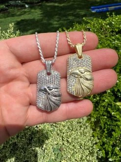 Real 925 Silver / 14k Gold Plated American Bald Eagle Bird Pendant Necklace Iced 23 Real 925 Silver / 14k Gold Plated American Bald Eagle Bird Pendant Necklace Iced -Harlem Bling Shop harlembling real 925 silver 14k gold plated american bald eagle bird pendant necklace iced 49521.1664299978