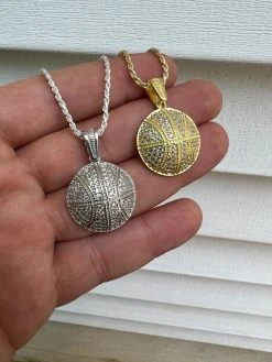 Real 925 Silver / 14k Gold Plated Basketball Pendant Necklace Mens Ladies Iced 20 Real 925 Silver / 14k Gold Plated Basketball Pendant Necklace Mens Ladies Iced -Harlem Bling Shop harlembling real 925 silver 14k gold plated basketball pendant necklace mens ladies iced 86174.1664302142