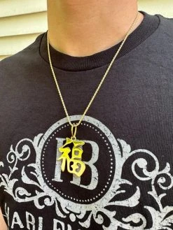 Real 925 Silver / 14k Gold Plated Chinese FU Symbol Good Luck Fortune 2" Pendant 27 Real 925 Silver / 14k Gold Plated Chinese FU Symbol Good Luck Fortune 2" Pendant -Harlem Bling Shop harlembling real 925 silver 14k gold plated chinese fu symbol good luck fortune 2 pendant 20783.1683665398