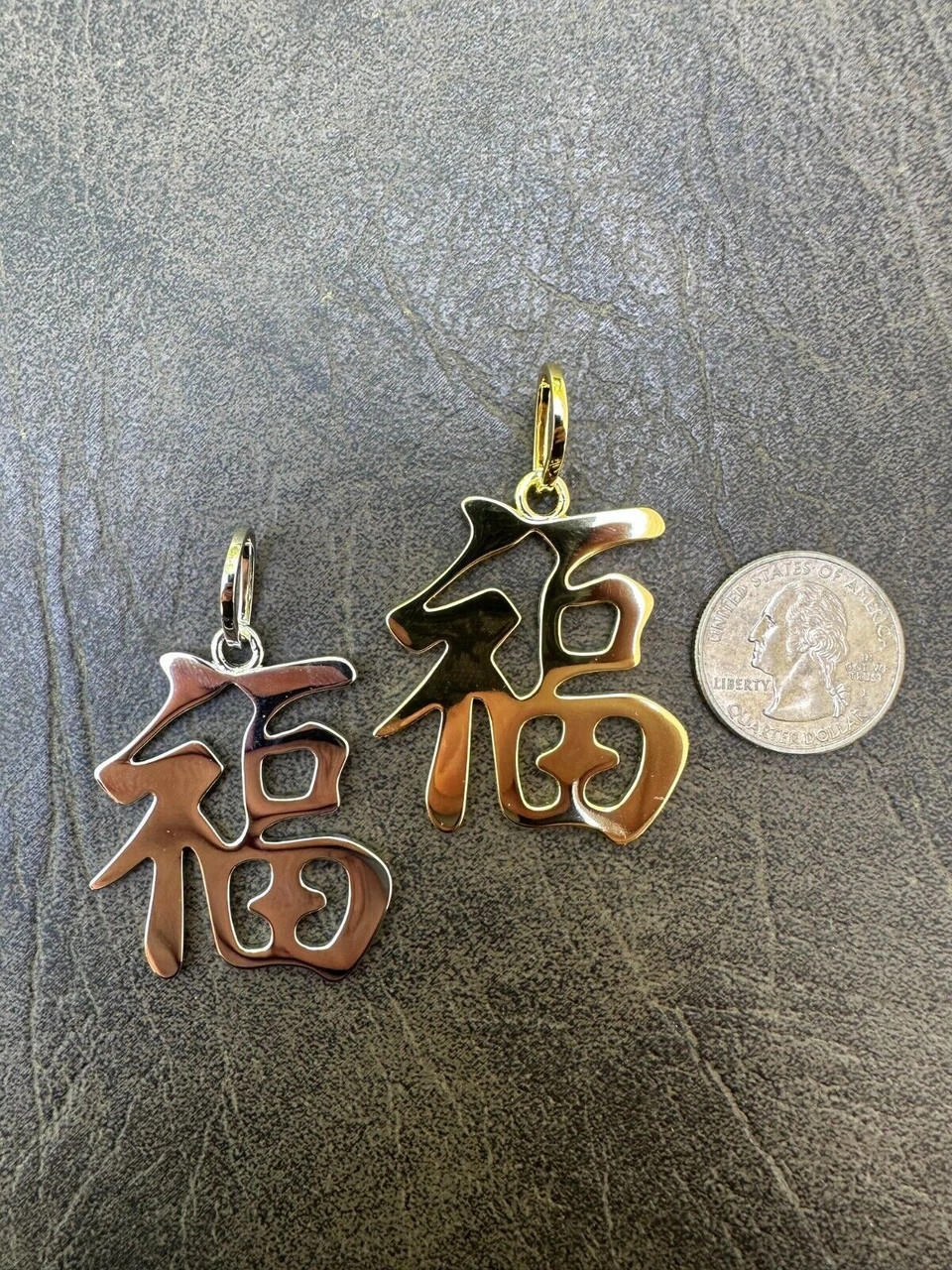 Real 925 Silver / 14k Gold Plated Chinese FU Symbol Good Luck Fortune 2" Pendant 15 Real 925 Silver / 14k Gold Plated Chinese FU Symbol Good Luck Fortune 2" Pendant - Image 13