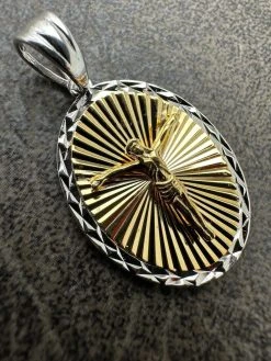 Real 925 Silver 14k Gold Plated Jesus Medallion Pendant Diamond Cut Necklace 37 Real 925 Silver 14k Gold Plated Jesus Medallion Pendant Diamond Cut Necklace -Harlem Bling Shop harlembling real 925 silver 14k gold plated jesus medallion pendant diamond cut necklace 52712.1678215015