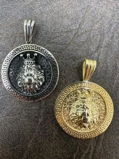 Real 925 Silver / 14k Gold Plated Lion King Of Jungle Medallion Pendant Necklace -Harlem Bling Shop harlembling real 925 silver 14k gold plated lion king of jungle medallion pendant necklace 35877.1684271264