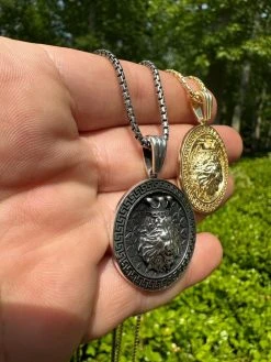 Real 925 Silver / 14k Gold Plated Lion King Of Jungle Medallion Pendant Necklace -Harlem Bling Shop harlembling real 925 silver 14k gold plated lion king of jungle medallion pendant necklace 50562.1684271397