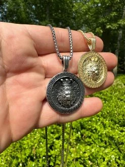 Real 925 Silver / 14k Gold Plated Lion King Of Jungle Medallion Pendant Necklace -Harlem Bling Shop harlembling real 925 silver 14k gold plated lion king of jungle medallion pendant necklace 95183.1684271311