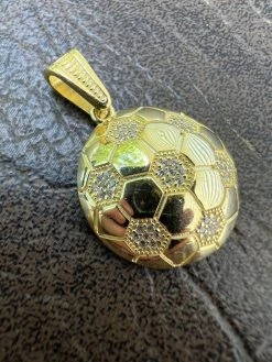 Real 925 Silver / 14k Gold Plated Soccer Ball Futbol Pendant Necklace Charm Iced 17 Real 925 Silver / 14k Gold Plated Soccer Ball Futbol Pendant Necklace Charm Iced -Harlem Bling Shop harlembling real 925 silver 14k gold plated soccer ball futbol pendant necklace charm iced 64435.1664300040