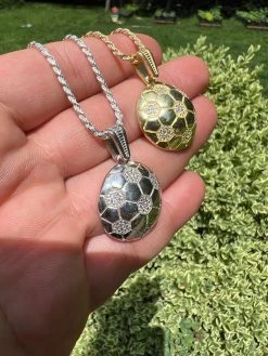 Real 925 Silver / 14k Gold Plated Soccer Ball Futbol Pendant Necklace Charm Iced 23 Real 925 Silver / 14k Gold Plated Soccer Ball Futbol Pendant Necklace Charm Iced -Harlem Bling Shop harlembling real 925 silver 14k gold plated soccer ball futbol pendant necklace charm iced 93298.1664299940