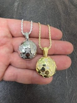 Real 925 Silver / 14k Gold Plated Soccer Ball Futbol Star Pendant Necklace Iced 20 Real 925 Silver / 14k Gold Plated Soccer Ball Futbol Star Pendant Necklace Iced -Harlem Bling Shop harlembling real 925 silver 14k gold plated soccer ball futbol star pendant necklace iced 08160.1664301599
