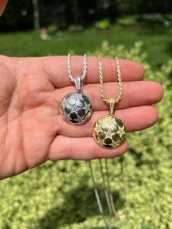 Real 925 Silver / 14k Gold Plated Soccer Ball Futbol Star Pendant Necklace Iced 15 Real 925 Silver / 14k Gold Plated Soccer Ball Futbol Star Pendant Necklace Iced -Harlem Bling Shop harlembling real 925 silver 14k gold plated soccer ball futbol star pendant necklace iced 11185.1664300178