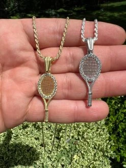 Real 925 Silver / 14k Gold Plated Tennis Racket Pendant Necklace Mens Ladies Ice 24 Real 925 Silver / 14k Gold Plated Tennis Racket Pendant Necklace Mens Ladies Ice -Harlem Bling Shop harlembling real 925 silver 14k gold plated tennis racket pendant necklace mens ladies ice 29543.1664302355