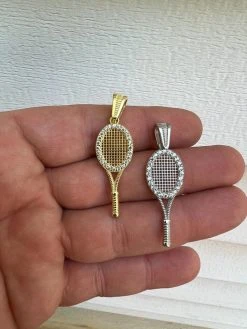 Real 925 Silver / 14k Gold Plated Tennis Racket Pendant Necklace Mens Ladies Ice 21 Real 925 Silver / 14k Gold Plated Tennis Racket Pendant Necklace Mens Ladies Ice -Harlem Bling Shop harlembling real 925 silver 14k gold plated tennis racket pendant necklace mens ladies ice 95638.1664301019