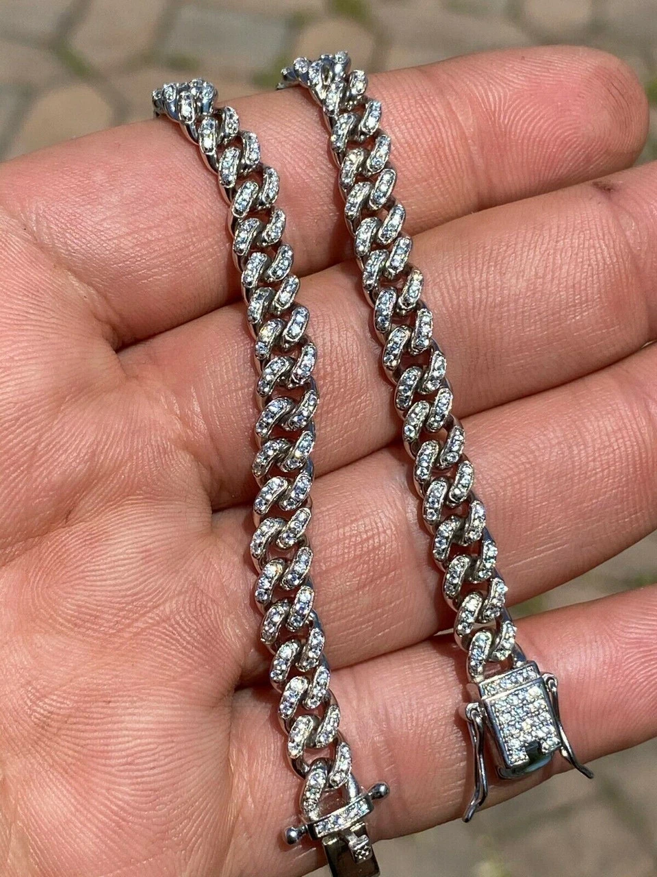 Real 925 Silver 6mm Iced Miami Cuban Out Bracelet MOISSANITE Pass Diamond Tester 5 Real 925 Silver 6mm Iced Miami Cuban Out Bracelet MOISSANITE Pass Diamond Tester - Image 3