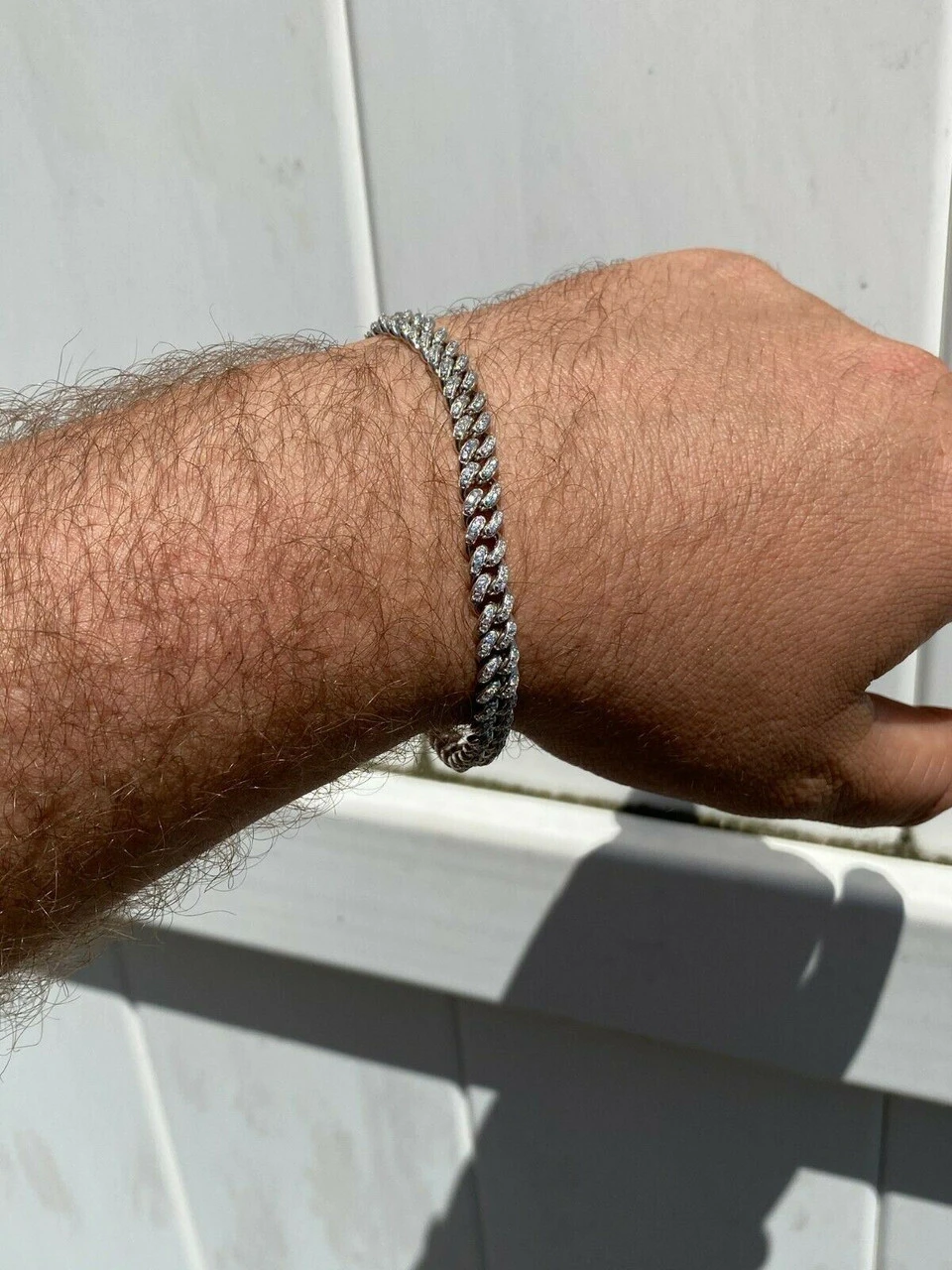 Real 925 Silver 6mm Iced Miami Cuban Out Bracelet MOISSANITE Pass Diamond Tester 7 Real 925 Silver 6mm Iced Miami Cuban Out Bracelet MOISSANITE Pass Diamond Tester - Image 5