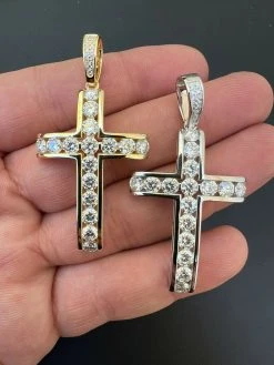 Real 925 Silver Gold Iced Channel Set Mens Hip Hop Tennis Cross Pendant Necklace -Harlem Bling Shop harlembling real 925 silver gold iced channel set mens hip hop tennis cross pendant necklace 11576.1664356469