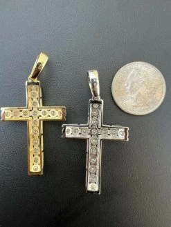 Real 925 Silver Gold Iced Channel Set Mens Hip Hop Tennis Cross Pendant Necklace -Harlem Bling Shop harlembling real 925 silver gold iced channel set mens hip hop tennis cross pendant necklace 84040.1664357166