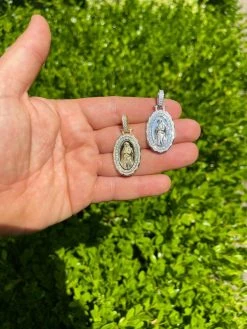 Real 925 Silver / Gold MOISSANITE Virgin Mary Necklace Pendant Iced Medallion 15 Real 925 Silver / Gold MOISSANITE Virgin Mary Necklace Pendant Iced Medallion -Harlem Bling Shop harlembling real 925 silver gold moissanite virgin mary necklace pendant iced medallion 12755.1664389145