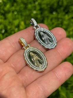 Real 925 Silver / Gold MOISSANITE Virgin Mary Necklace Pendant Iced Medallion 21 Real 925 Silver / Gold MOISSANITE Virgin Mary Necklace Pendant Iced Medallion -Harlem Bling Shop harlembling real 925 silver gold moissanite virgin mary necklace pendant iced medallion 24100.1664372474