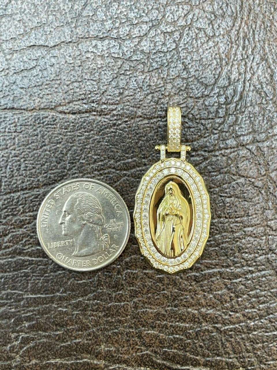 Real 925 Silver / Gold MOISSANITE Virgin Mary Necklace Pendant Iced Medallion 12 Real 925 Silver / Gold MOISSANITE Virgin Mary Necklace Pendant Iced Medallion - Image 10