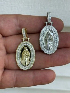 Real 925 Silver / Gold MOISSANITE Virgin Mary Necklace Pendant Iced Medallion 22 Real 925 Silver / Gold MOISSANITE Virgin Mary Necklace Pendant Iced Medallion -Harlem Bling Shop harlembling real 925 silver gold moissanite virgin mary necklace pendant iced medallion 52431.1665670806