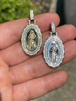 Real 925 Silver / Gold MOISSANITE Virgin Mary Necklace Pendant Iced Medallion 19 Real 925 Silver / Gold MOISSANITE Virgin Mary Necklace Pendant Iced Medallion -Harlem Bling Shop harlembling real 925 silver gold moissanite virgin mary necklace pendant iced medallion 98987.1664371462