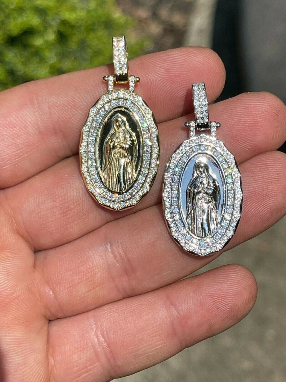 Real 925 Silver / Gold MOISSANITE Virgin Mary Necklace Pendant Iced Medallion 8 Real 925 Silver / Gold MOISSANITE Virgin Mary Necklace Pendant Iced Medallion - Image 6