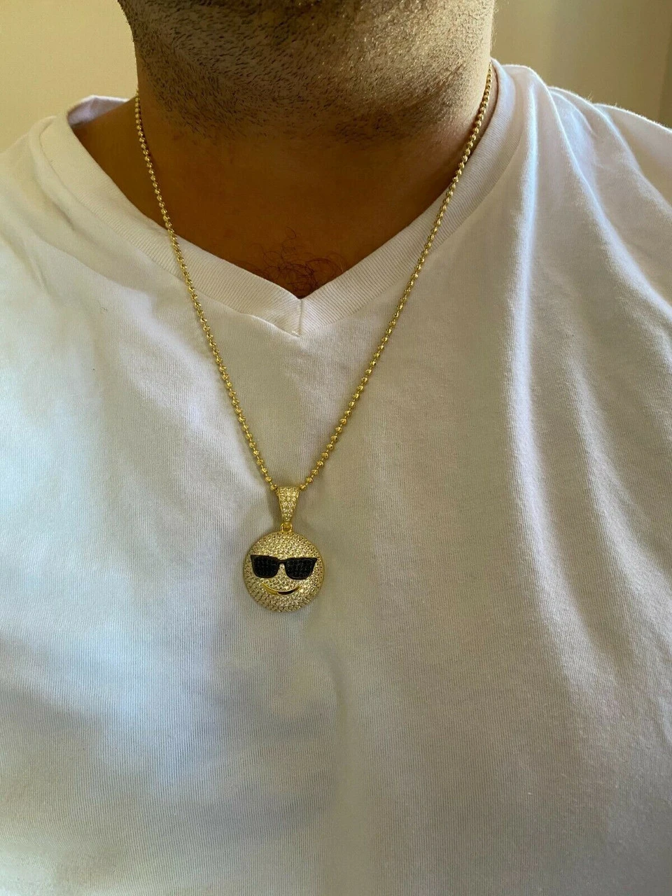 Real 925 Silver Hip Hop Cool Pendant Necklace Iced Smiley W. Sunglasses Emoji 9 Real 925 Silver Hip Hop Cool Pendant Necklace Iced Smiley W. Sunglasses Emoji - Image 7