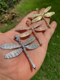 Real 925 Silver Hip Hop Dragonfly Piece Ladies Iced Gold Or Rose Necklace BIG 17 Real 925 Silver Hip Hop Dragonfly Piece Ladies Iced Gold Or Rose Necklace BIG -Harlem Bling Shop harlembling real 925 silver hip hop dragonfly piece ladies iced gold or rose necklace big 72140.1664375656