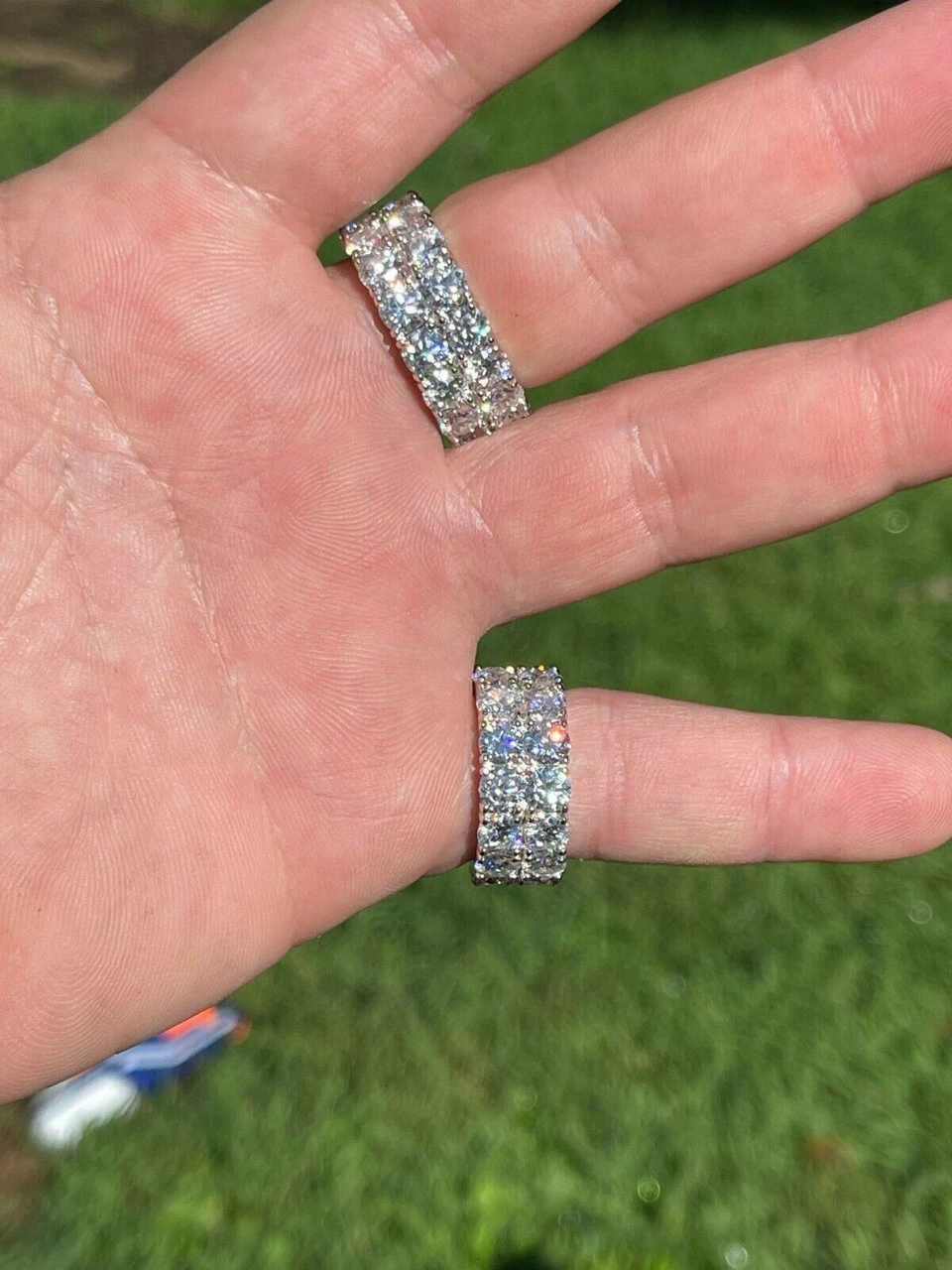 Real 925 Silver Hip Hop Iced Tennis 10mm Moissanite Ring - Passes Diamond Tester 7 Real 925 Silver Hip Hop Iced Tennis 10mm Moissanite Ring - Passes Diamond Tester - Image 5