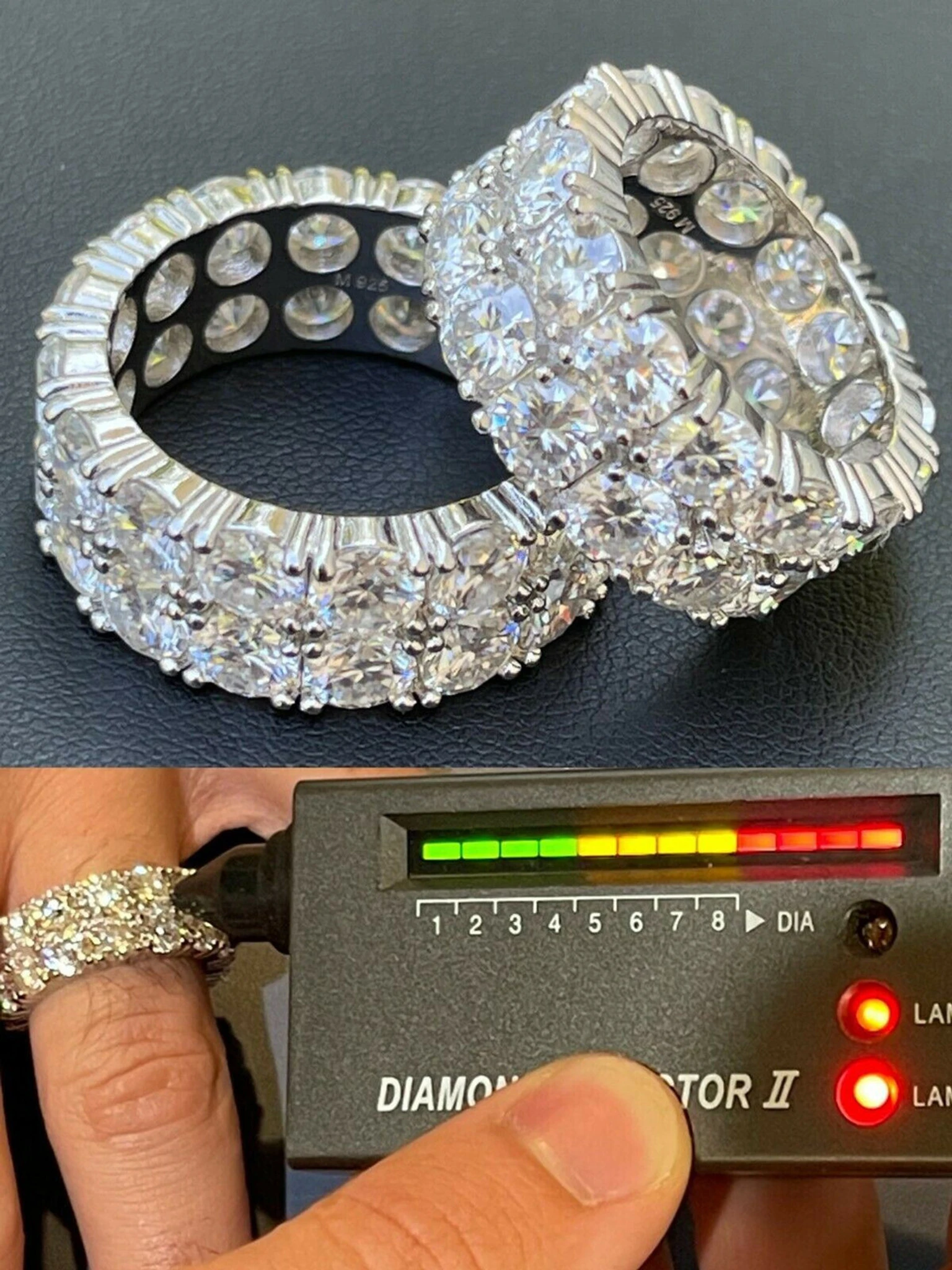 Real 925 Silver Hip Hop Iced Tennis 10mm Moissanite Ring - Passes Diamond Tester 3 Real 925 Silver Hip Hop Iced Tennis 10mm Moissanite Ring - Passes Diamond Tester