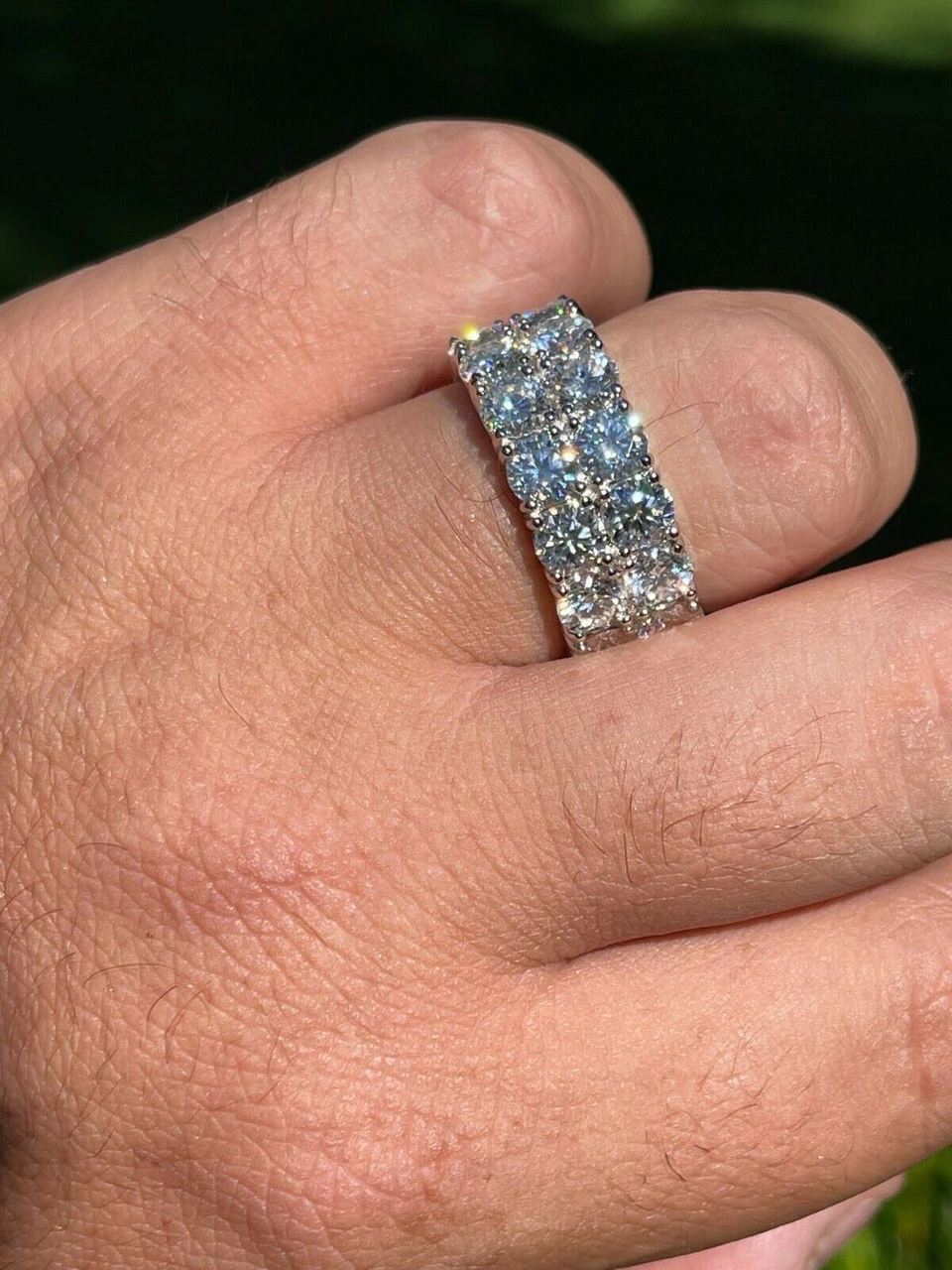 Real 925 Silver Hip Hop Iced Tennis 10mm Moissanite Ring - Passes Diamond Tester 12 Real 925 Silver Hip Hop Iced Tennis 10mm Moissanite Ring - Passes Diamond Tester - Image 10