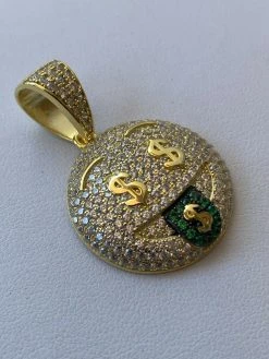 Real 925 Silver Hip Hop Pendant Necklace Iced Emoji Money Mouth Rich Money -Harlem Bling Shop harlembling real 925 silver hip hop pendant necklace iced emoji money mouth rich money 32534.1664379008