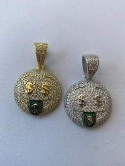 Real 925 Silver Hip Hop Pendant Necklace Iced Emoji Money Mouth Rich Money -Harlem Bling Shop harlembling real 925 silver hip hop pendant necklace iced emoji money mouth rich money 94318.1664393254