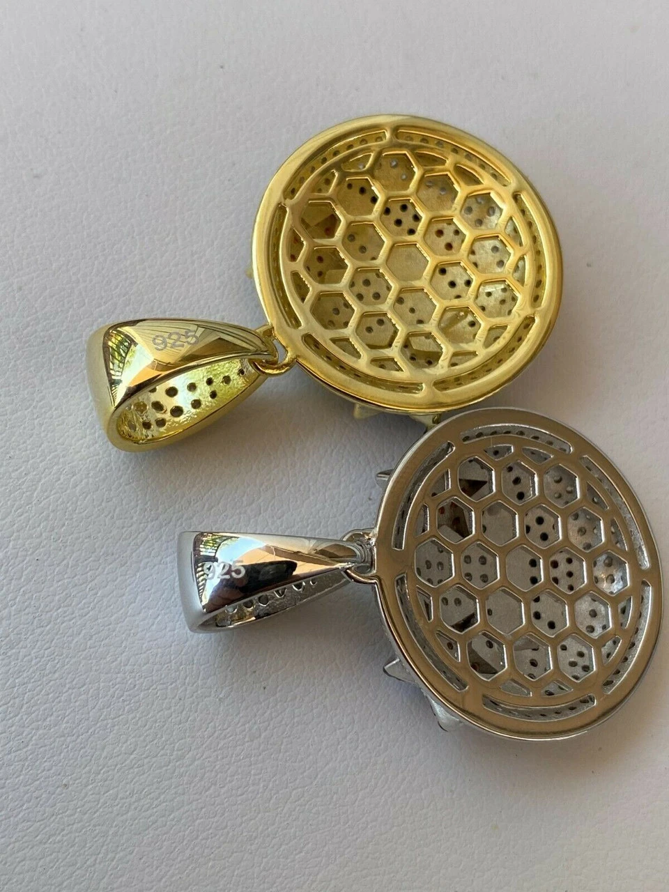 Real 925 Silver Hip Hop Star Struck Emoji Pendant Necklace Iced 18 Real 925 Silver Hip Hop Star Struck Emoji Pendant Necklace Iced - Image 16