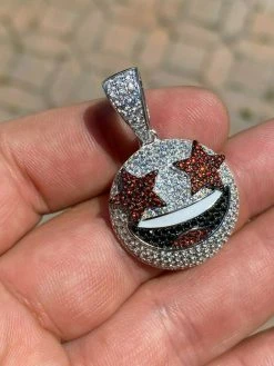 Real 925 Silver Hip Hop Star Struck Emoji Pendant Necklace Iced 25 Real 925 Silver Hip Hop Star Struck Emoji Pendant Necklace Iced -Harlem Bling Shop harlembling real 925 silver hip hop star struck emoji pendant necklace iced 36759.1664398912
