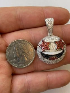 Real 925 Silver Hip Hop Star Struck Emoji Pendant Necklace Iced 32 Real 925 Silver Hip Hop Star Struck Emoji Pendant Necklace Iced -Harlem Bling Shop harlembling real 925 silver hip hop star struck emoji pendant necklace iced 40745.1664397322