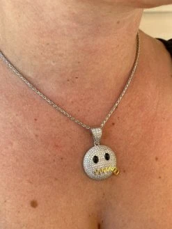 Real 925 Silver HipHop Zipper Mouth Emoji Pendant Necklace Iced 17 Real 925 Silver HipHop Zipper Mouth Emoji Pendant Necklace Iced -Harlem Bling Shop harlembling real 925 silver hiphop zipper mouth emoji pendant necklace iced 31989.1664391985