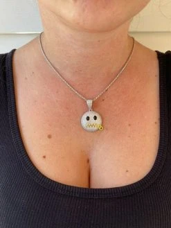 Real 925 Silver HipHop Zipper Mouth Emoji Pendant Necklace Iced 16 Real 925 Silver HipHop Zipper Mouth Emoji Pendant Necklace Iced -Harlem Bling Shop harlembling real 925 silver hiphop zipper mouth emoji pendant necklace iced 45043.1664399986