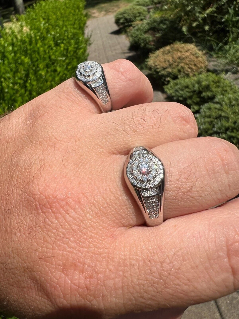 Real 925 Silver Iced 0.6ct VVS Moissanite Jewelry Pinky Ring Pass Diamond Test 5 Real 925 Silver Iced 0.6ct VVS Moissanite Jewelry Pinky Ring Pass Diamond Test - Image 3