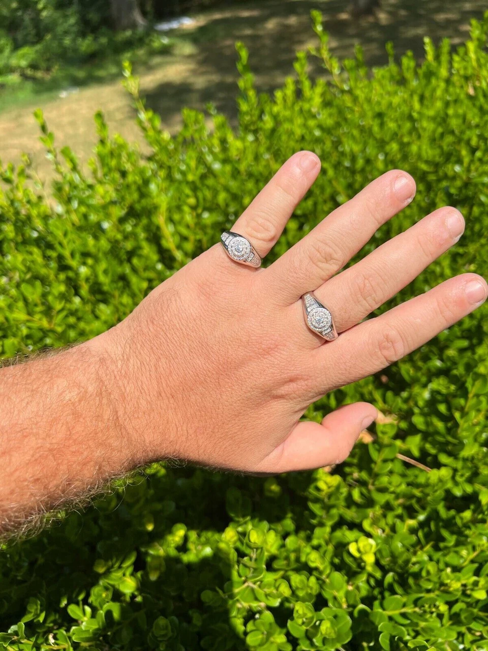 Real 925 Silver Iced 0.6ct VVS Moissanite Jewelry Pinky Ring Pass Diamond Test 7 Real 925 Silver Iced 0.6ct VVS Moissanite Jewelry Pinky Ring Pass Diamond Test - Image 5