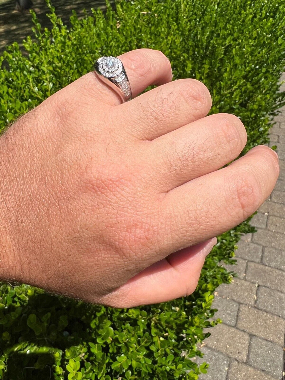 Real 925 Silver Iced 0.6ct VVS Moissanite Jewelry Pinky Ring Pass Diamond Test 10 Real 925 Silver Iced 0.6ct VVS Moissanite Jewelry Pinky Ring Pass Diamond Test - Image 8