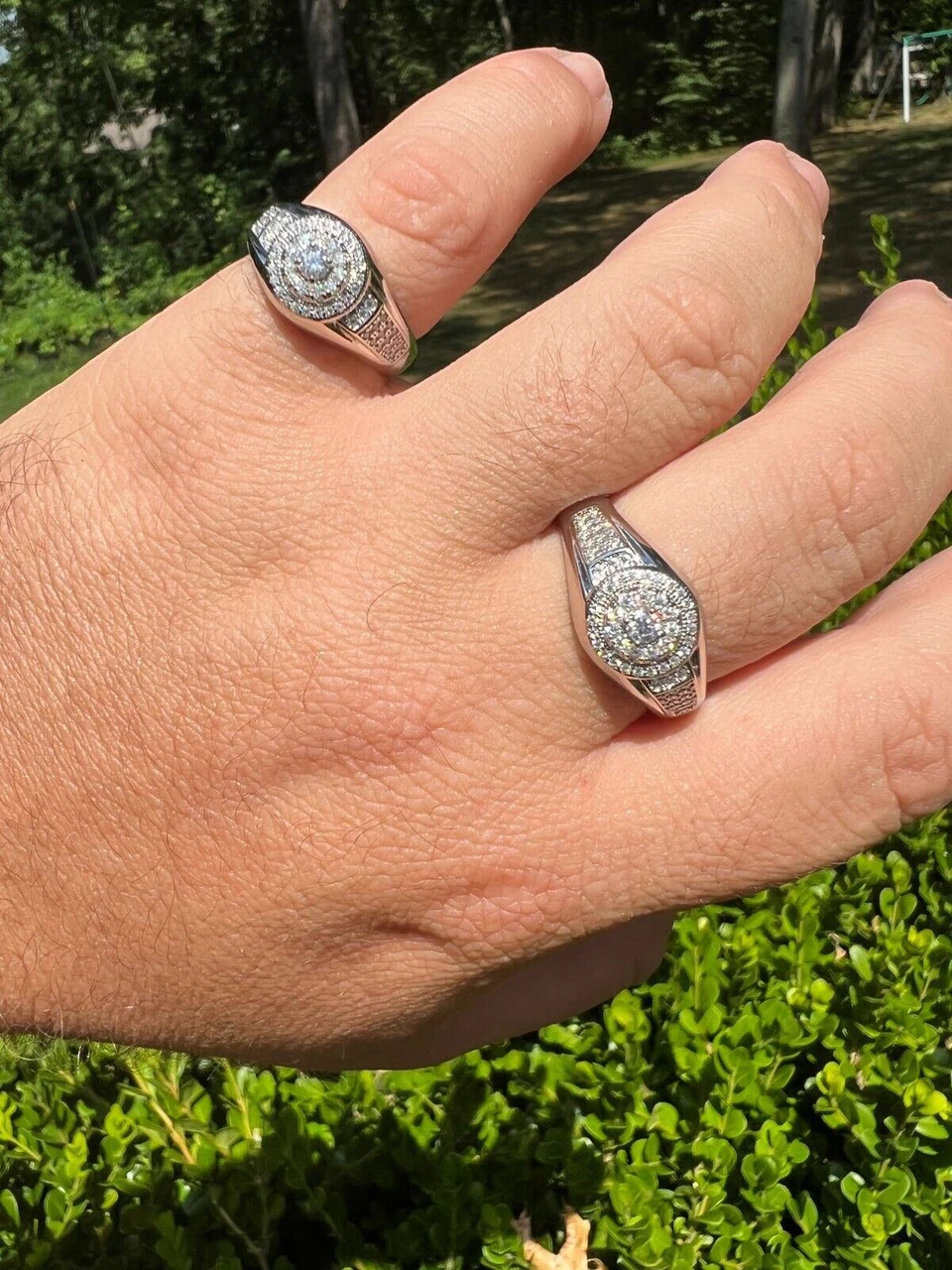 Real 925 Silver Iced 0.6ct VVS Moissanite Jewelry Pinky Ring Pass Diamond Test 4 Real 925 Silver Iced 0.6ct VVS Moissanite Jewelry Pinky Ring Pass Diamond Test - Image 2