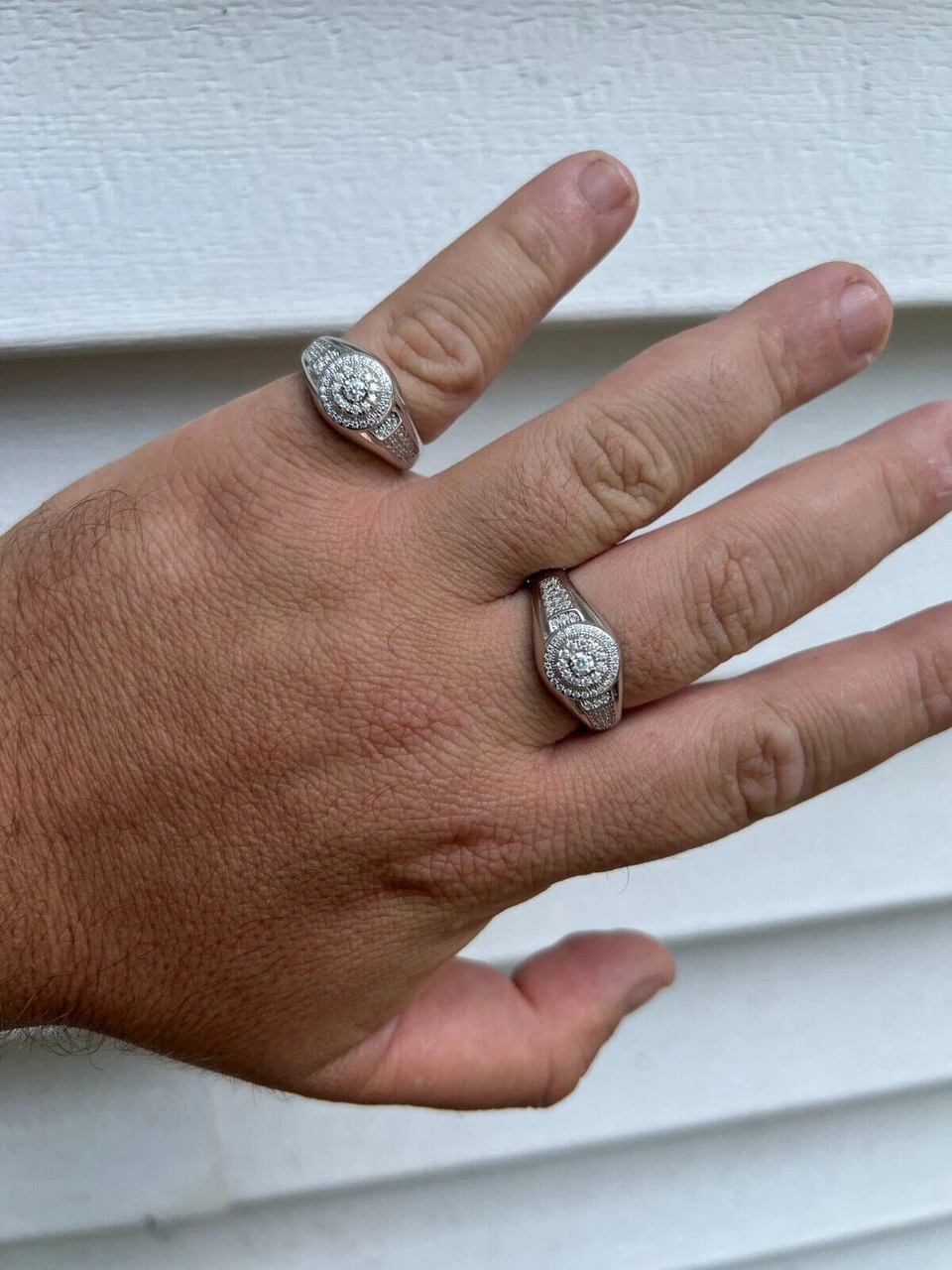 Real 925 Silver Iced 0.6ct VVS Moissanite Jewelry Pinky Ring Pass Diamond Test 9 Real 925 Silver Iced 0.6ct VVS Moissanite Jewelry Pinky Ring Pass Diamond Test - Image 7