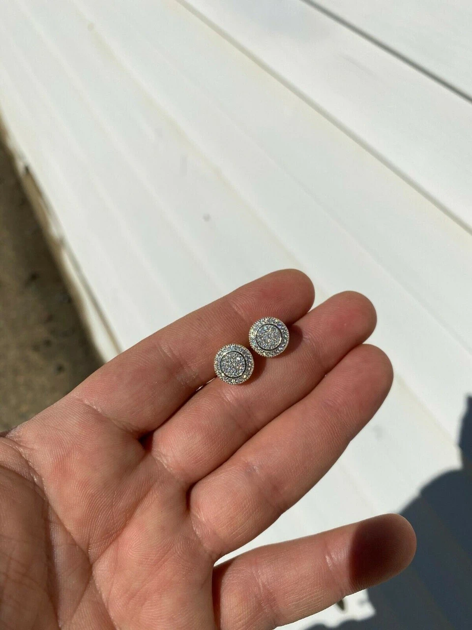 Real 925 Silver Iced Moissanite Hip Hop Men's Earrings Big Studs 14k Gold Finish 14 Real 925 Silver Iced Moissanite Hip Hop Men's Earrings Big Studs 14k Gold Finish - Image 12